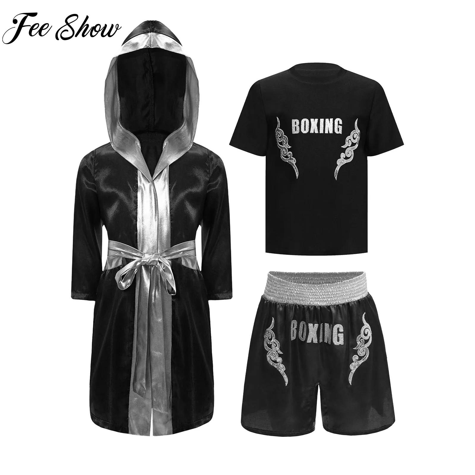 Boyshort Underwear - เด็กมวยชุดมวยไทย Kungfu Wushu เสื้อผ้าลูกเรือคอเสื้อยืด + กางเกงขาสั้น
