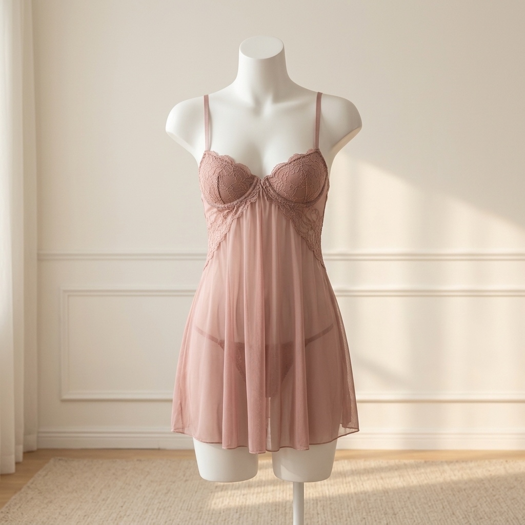 ชุดนอนซีทรูผ้าลูกไม้สำหรับผู้ห - Babydoll Chemise Night บทวิจารณ์และราคา