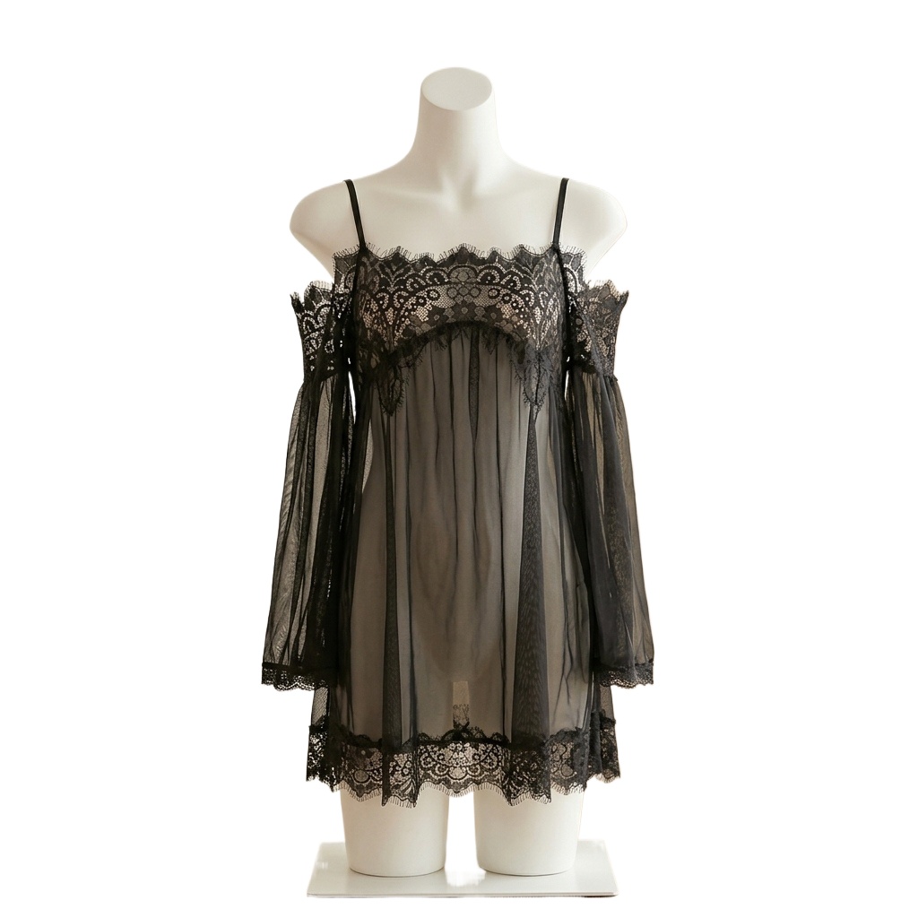 ชุดชั้นในสไตล์เบบี้ดอลล์สีดำสำ - Babydoll Chemise Night บทวิจารณ์และราคา