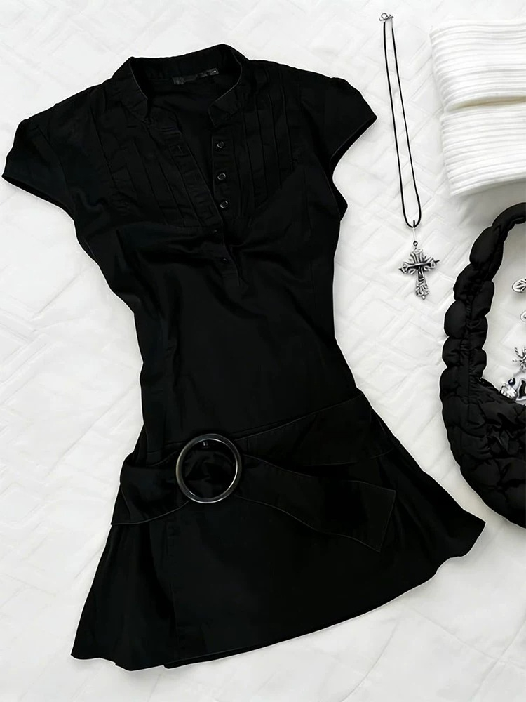 สไตล์วินเทจสีดำสลิมฟิตชุดเดรสป - Corset Waist Cinch บทวิจารณ์และราคา