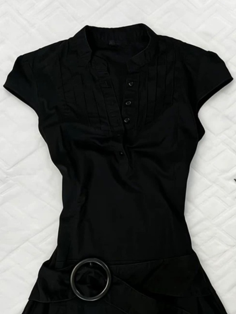 สไตล์วินเทจสีดำสลิมฟิตชุดเดรสป - Corset Waist Cinch บทวิจารณ์และราคา