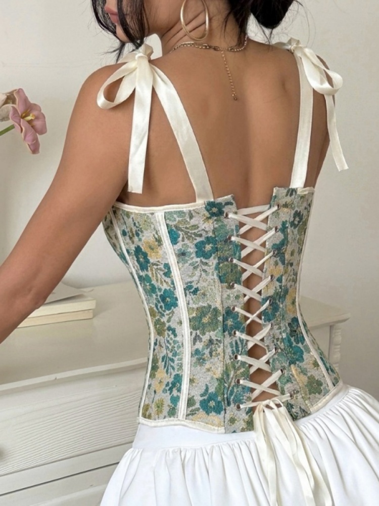 เสื้อคอร์เซ็ตลายดอกไม้สีเขียว  - Corset Waist Cinch บทวิจารณ์และราคา