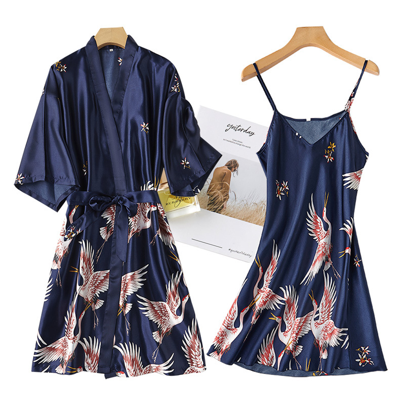 Burgundyผู้หญิง2PCS Fauxผ้าไหม - Robe Silk Women บทวิจารณ์และราคา